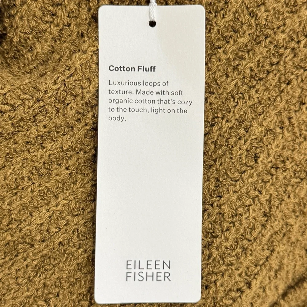Eileen Fisher Women’s Organic Cotton Cashmere Fluff V-Neck Sweater Gold Leaf NWT